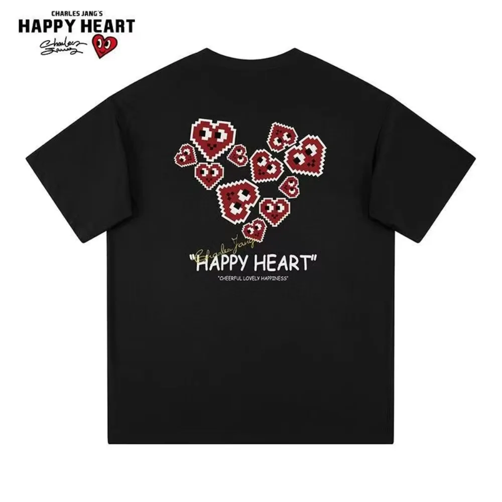 

Heart-shaped short-sleeved 2025 Summer must-have printed round-neck T-shirt