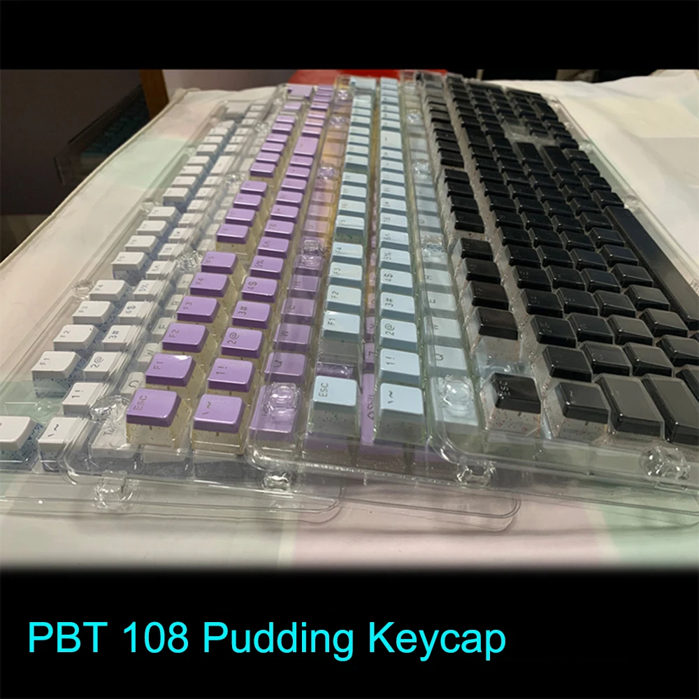 108 مفاتيح مشرقة بودنغ Keycap PBT جلد مزدوج الحليب لا ماء الفم لتقوم بها بنفسك الميكانيكية Keycap لمحبي لعبة بريق أغطية المفاتيح