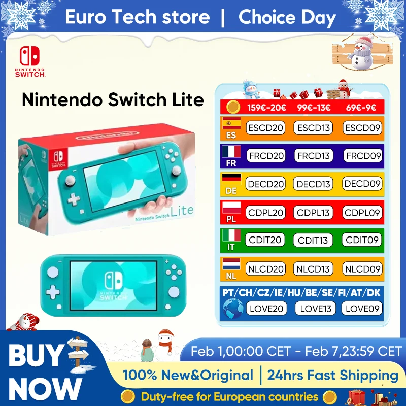 Consolas Nintendo Switch Lite - 32GB Batería 3570mah 5,5'' Compact et léger Controllers intégrés Jeux compatibles