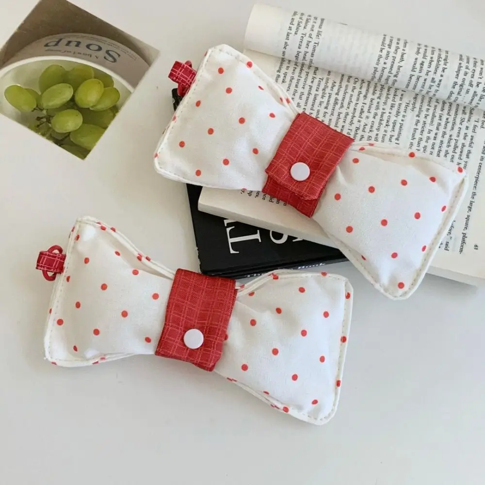 New Bowknot Shape Eyeglasses Pouch Portable Anti-Pressure Sunglasses Storage Bag Snap Button Hanging Glasses Bag