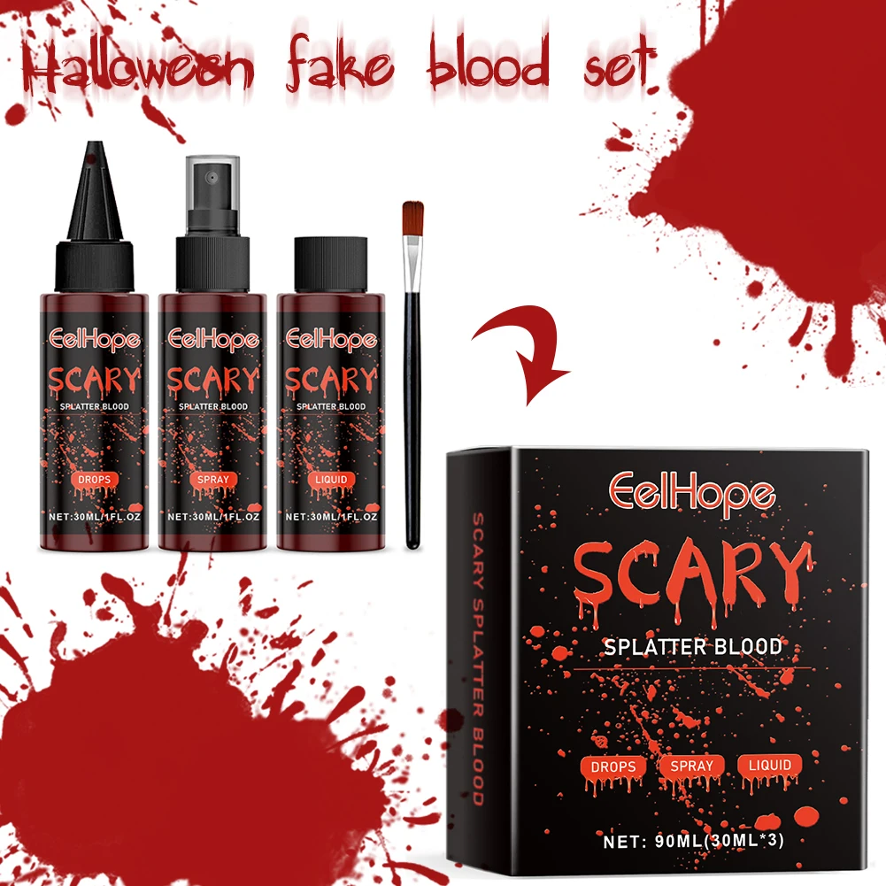 Halloween Fake Blood Makeup Kit Realistische speciale effecten Wasbare gecontroleerde bloed druipende bloedspray Set voor Zombie Vampire