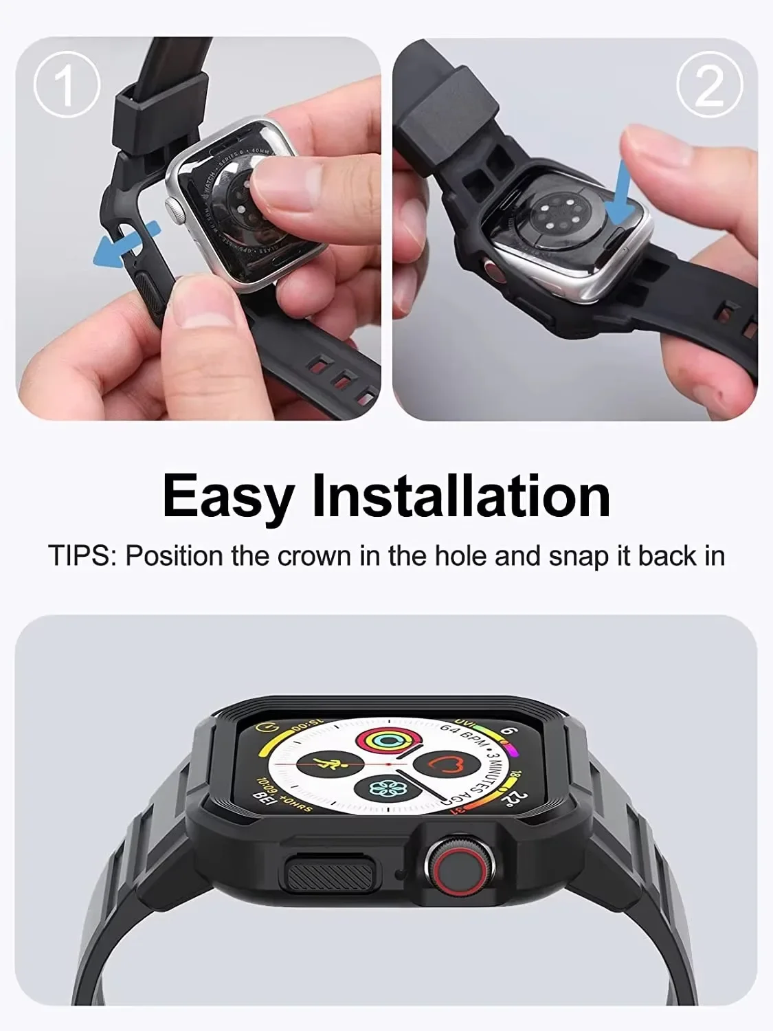 NEWDERY 2pcs TPU Sport Band for Apple Watch Series 10/9/SE 2/Apple Watch S8‌‌ Silicone Bracelet 42/44/45MM
