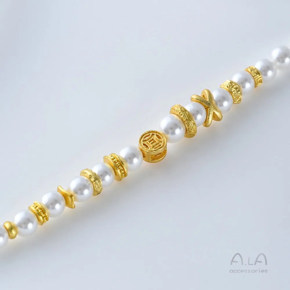 فاصل الذهب الغريني المطلي بالنحاس على شكل خاص فاصل الخرز عجلة النحاس فو إكسسوارات مجوهرات مطرزة يدويًا #3