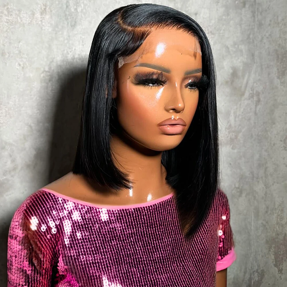 غلويليس الدانتيل شعر مستعار أمامي شعر الإنسان مستقيم 250% الكثافة 13x4 13x6 HD الدانتيل الشفاف الباروكات الأمامية قصيرة بوب شعر مستعار للنساء