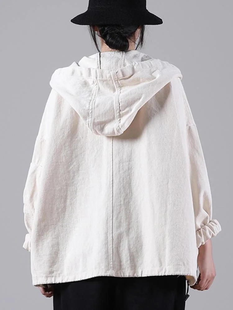 Max LuLu Autumn New Jacket 2021 Women White Hooded Zipper Coat Casual Loose Streetwear Female Pockets Vintage Harajuku Clothes