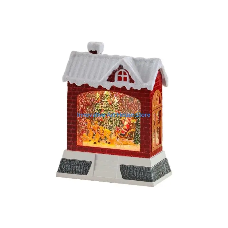 E1PC Lighted Christmas Accent with Faux House Form and Water-Filled Front View