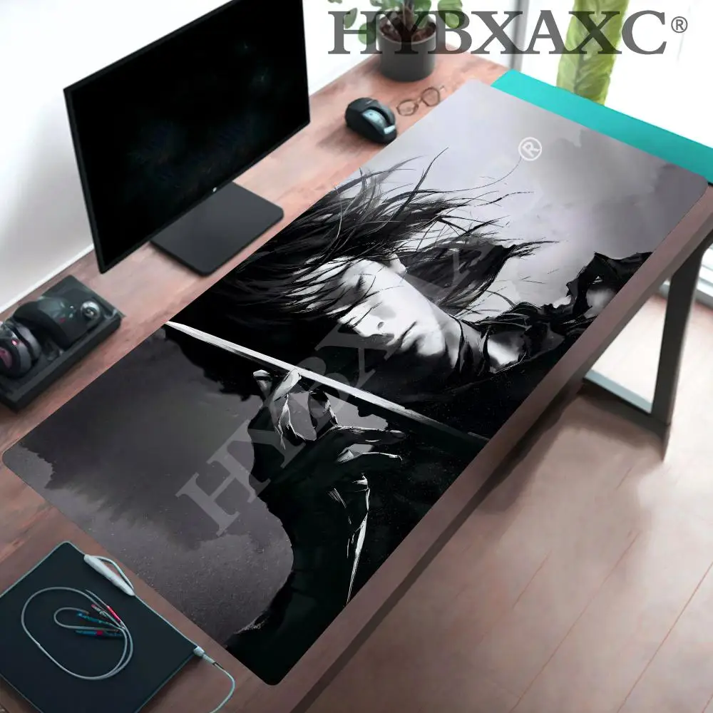 

HYBXAXC Samurai Swordsman Mouse Pad, Aesthetic Black White Japanese Style Large Gaming Desk Mat, Samurai Aesthetic Desk Decor