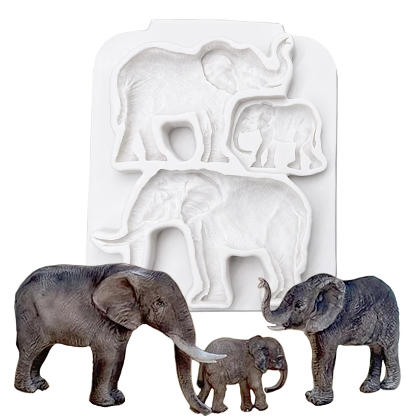 3D Jungle Animals Giraffe/Lion/Elephant Silicone Mold Fondant Chocolate Mould Cake Decorating Tools DIY Clay Model Bakeware