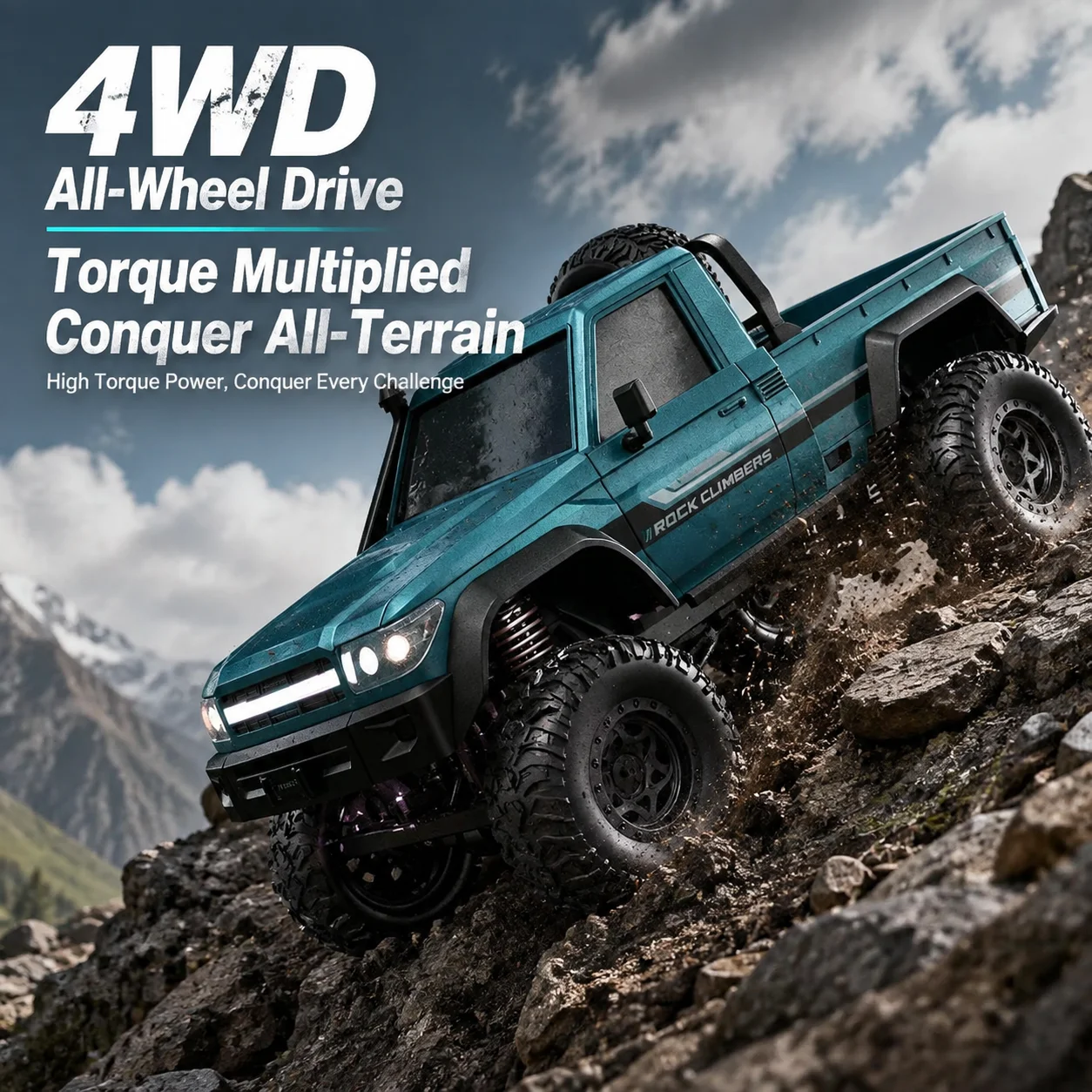1/20 four-wheel drive RC tracked vehicle, high-speed off-road all terrain model, boy's birthday gift