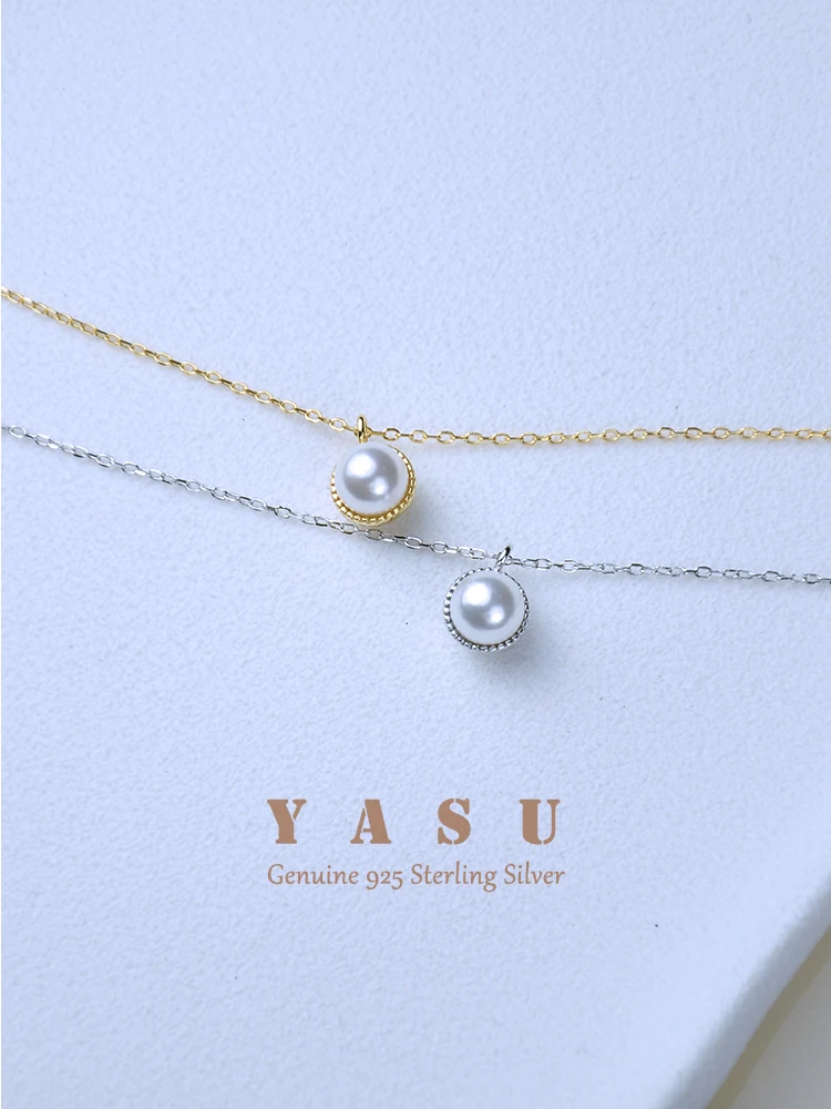 Yasu Genuine 925 Sterling Silver Pearl Necklace For Women Pendant Exquisite Clavicle Chain Fine Wedding Jewelry Accessories