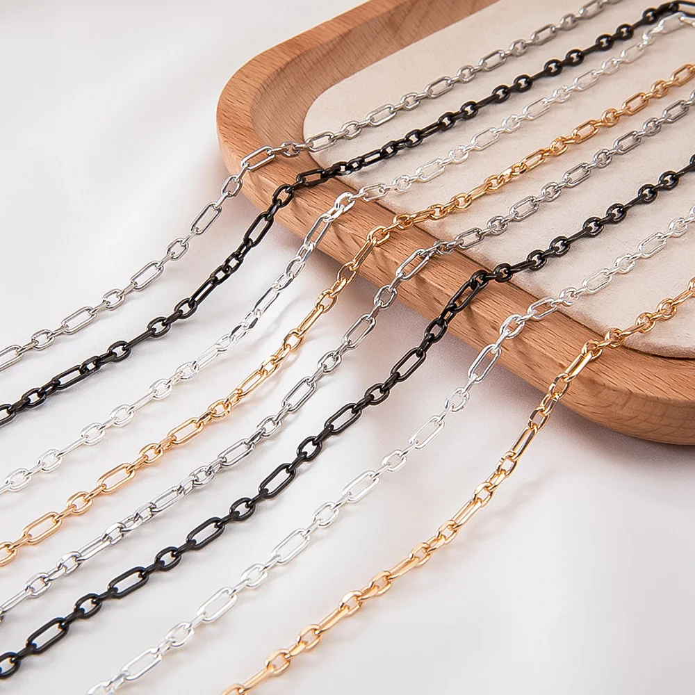 1 Meter geometrische lange Kreis ovale Kupferketten für DIY-Armbänder, Halsketten, Schmuckherstellung