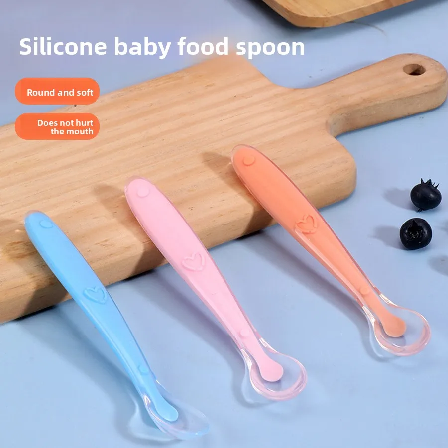 

Baby Silicone Spoon, Baby Silicone Soft Spoon Children's Feeding Tableware, Newborn Supplementary Food Spoon