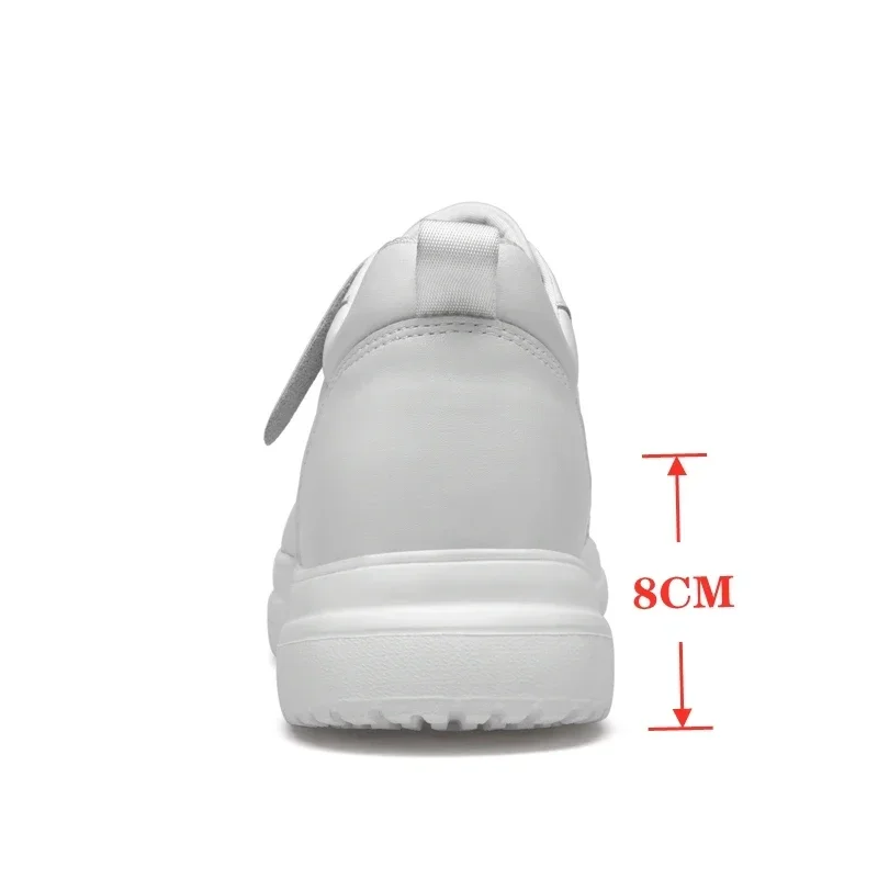 Men Sneakers Elevator Shoes Heightening Height Increase Insole 7-8CM High Heels Shoes Genuine Leather Sport Shoes