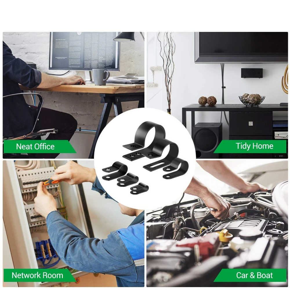 300 قطعة خط إدارة الكبلات النايلون C شكل مشابك كابلات المشبك Esk مكتب حامل السلك الكهربائي سلك السحابة المشبك تصنيف #6