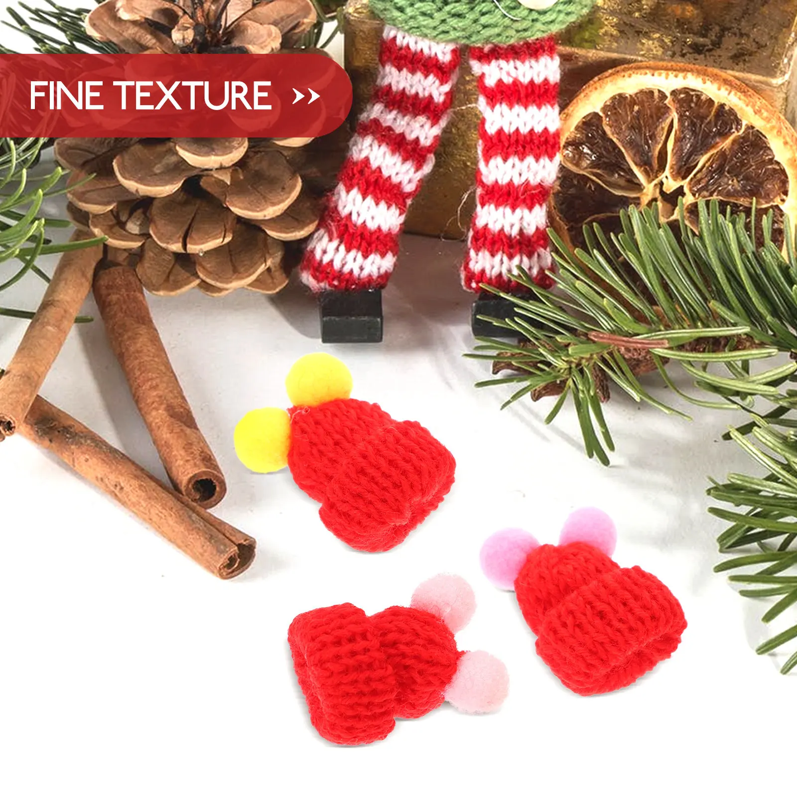 30Pcs Mini Knitting Hats Cute Christmas Knit Cap Decorative DIY Craft Accessory for Clothing Hair Clips Hats Gifts Holiday Party