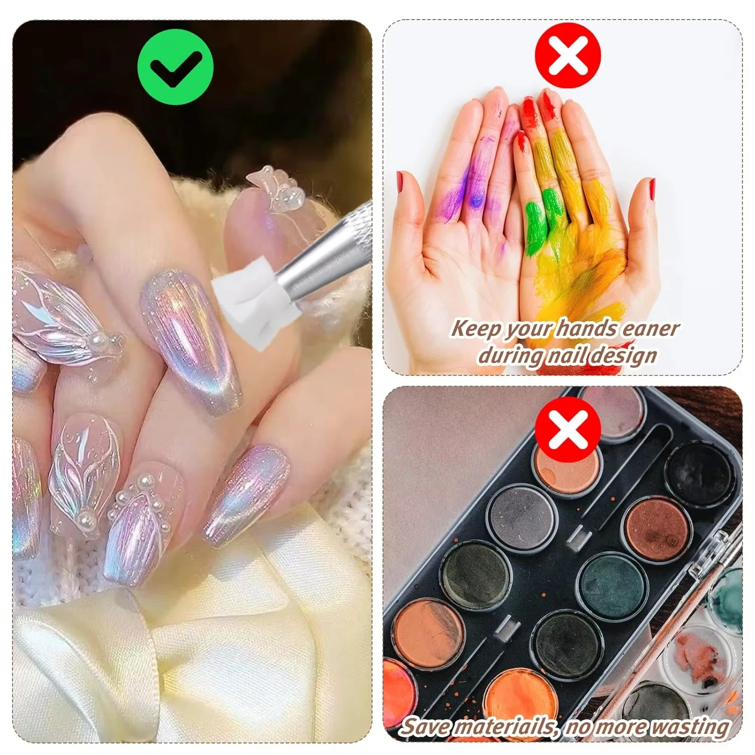 مجموعة إسفنجة فنية متدرجة مكونة من 100 قطعة مع 4 شوكات لسهولة إمساك طلاء الأظافر، مناسبة لخلط ألوان طلاء الأظافر الجلية