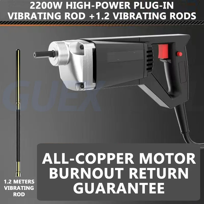 Vibrator de hormigón con varilla de árbol de cobre 1.3M / 1.5M Vibrator eléctrico de hormigón resistente al desgaste para la construcción / puentes / túneles / edificios / construcción de carreteras / ingeniería hidráu