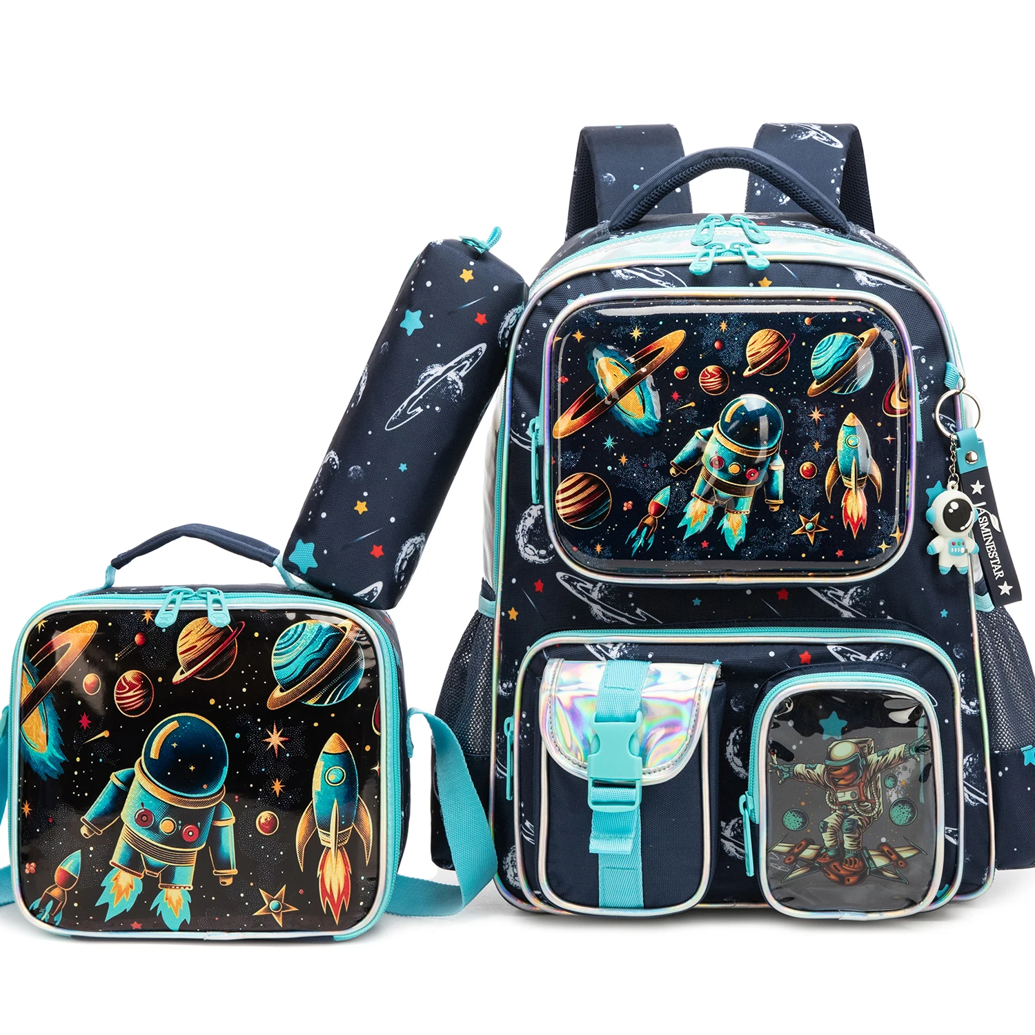 Boys Backpack Set with Lunch Bag & Pencil Case, School Backpack for Elementary & Middle School Boys, Casual Travel Daypack