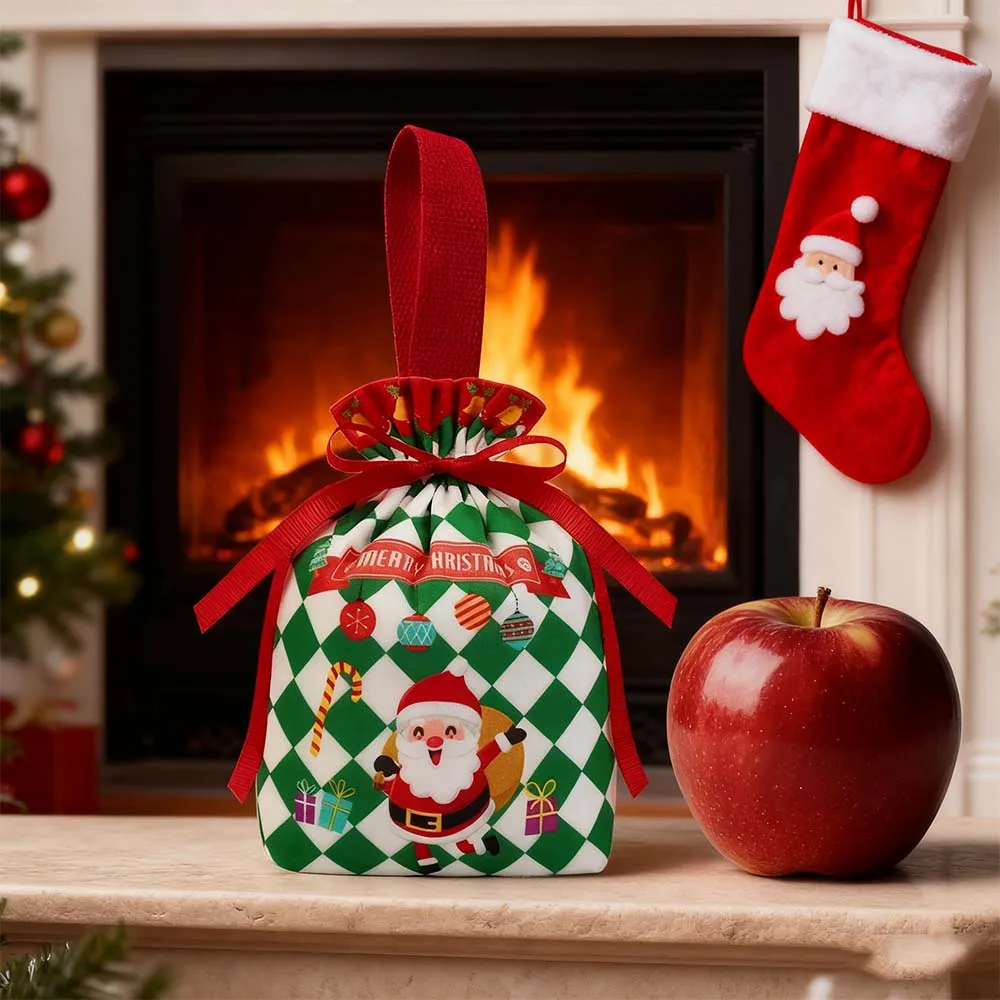 

Packaging Bags Apple-Holding Pouches 5/10pcs Velvet Mini Christmas Gift Bags Drawstring Candy Festive Decor Bolsas De Navidad