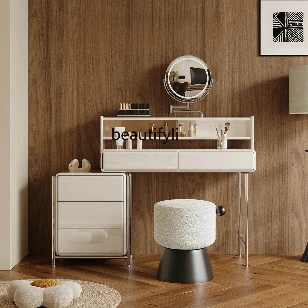 

chest integrated dresser light luxury high-end master bedroom simple modern small apartment makeup table