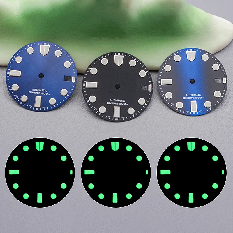 

NH35 Luminous Dial 28.5 mm Face with SKX007 SRPD NH35 NH36 7S26 4R35 Automatic Movement Compatible Black/Blue/Black-Blue Dials