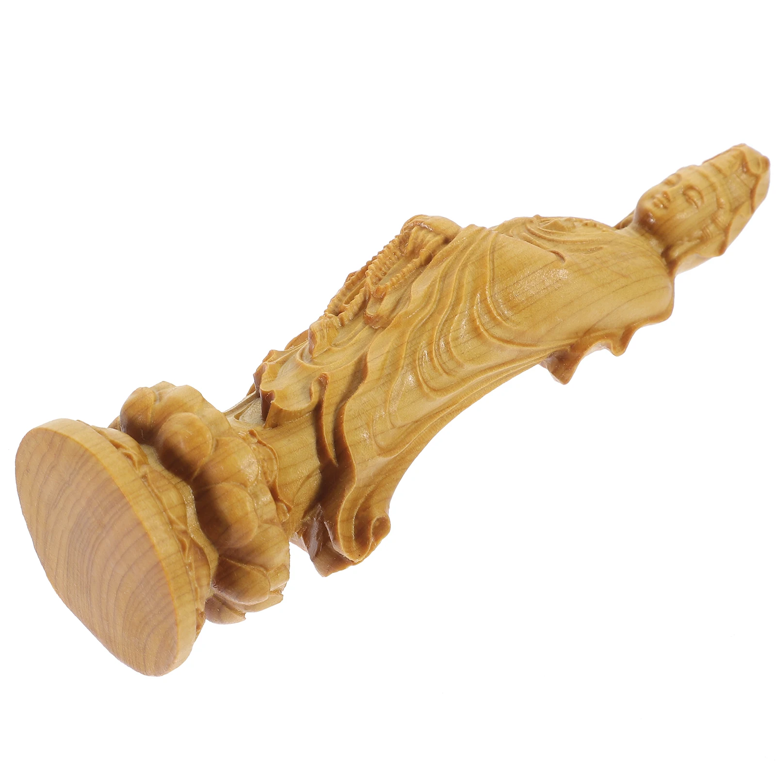

Wood Carving Guanyin Statue 12cm Buddha Figurine Home Office Decor Retro Avalokitesvara Wooden Model
