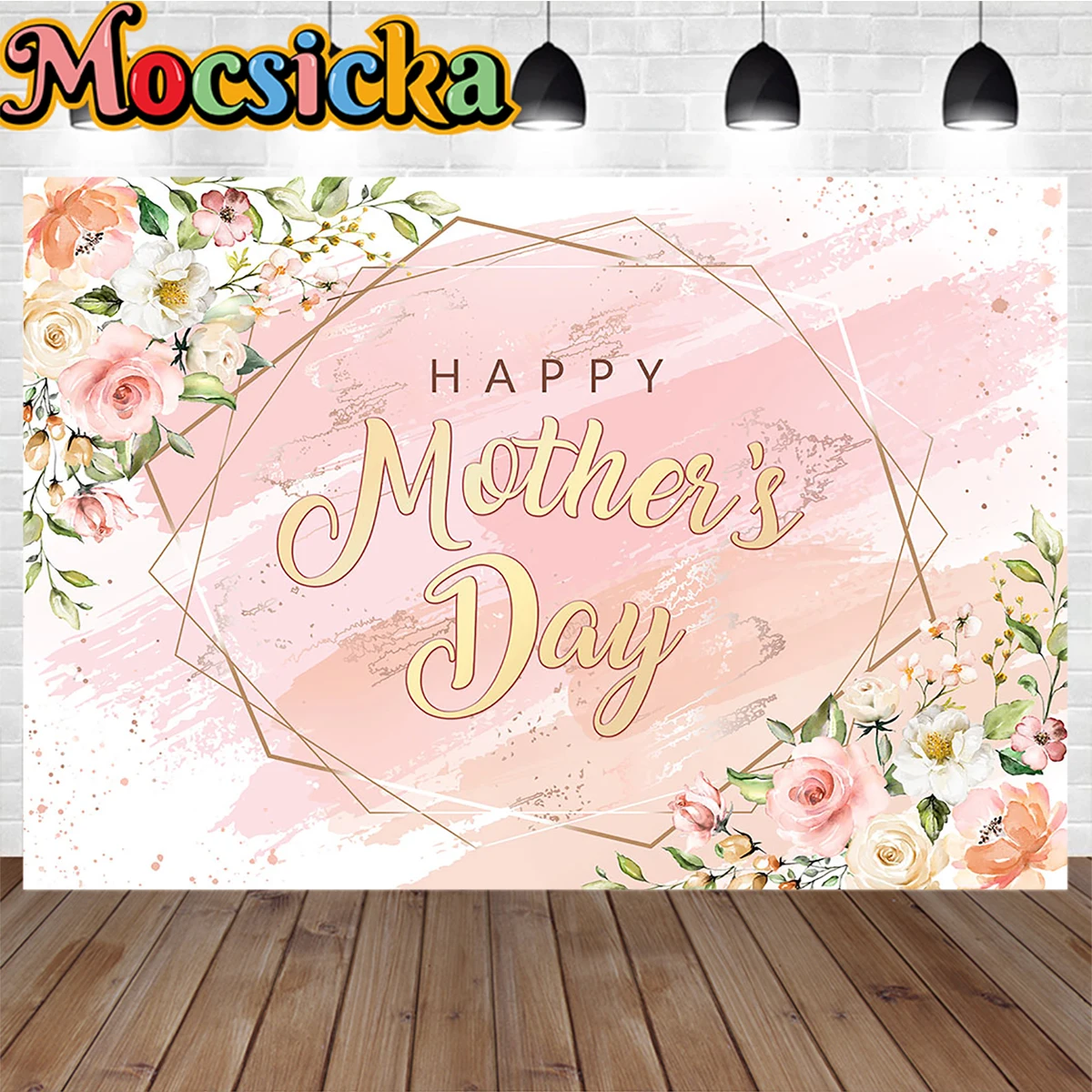 Mocsicka-Bannière de décoration brillante rose pour la fête des mères, arrière-plan de photographie de ballon de fleur, accessoire de toile de fond pour dames et filles, photobooth personnalisé