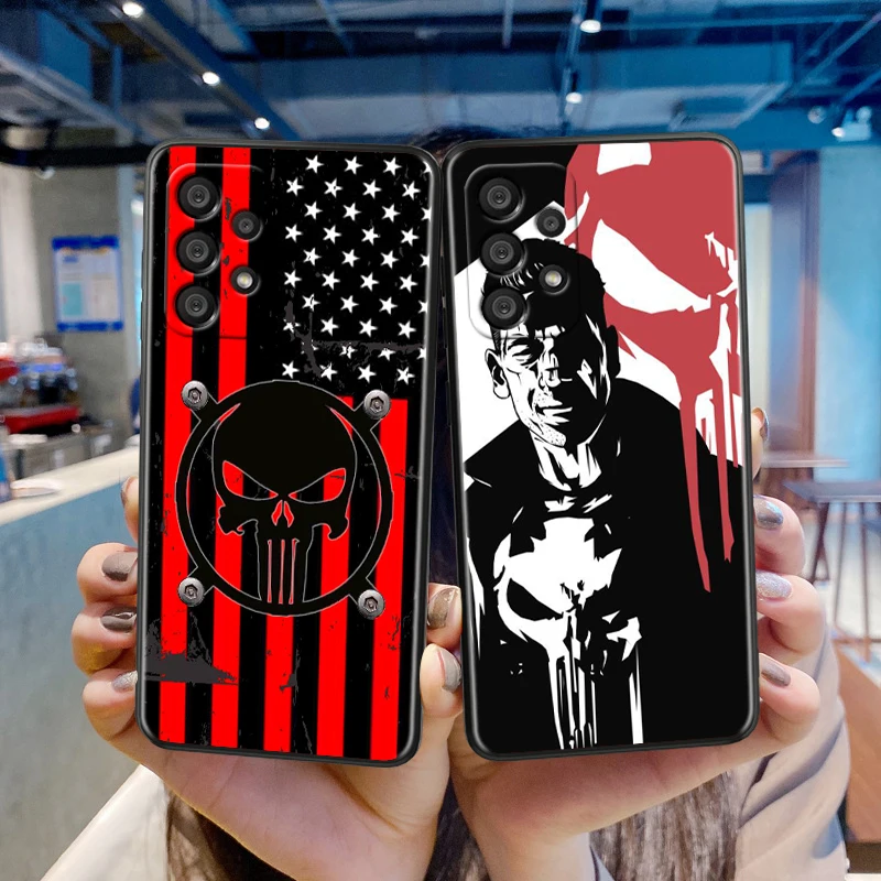 Marvel Superhero Punisher For Samsung A73 A72 A71 A53 A52 A51 A42 A32 A23 A22 A21S A13 A12 A03 Black Soft Phone Case