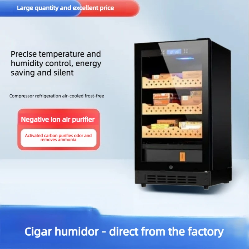 150-300 Cigar Humidor Cabinet with Compressor Cooling Bug-Proof - LCD Display for Home Office Bar Club Specialized Equipment