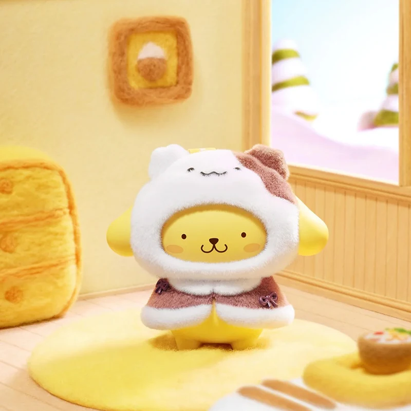Натуральная глухая коробка Sanrio Little Cape Series, милый флокированный кулон, настольное украшение, модные коллекционные фигурки, подарок для девочек