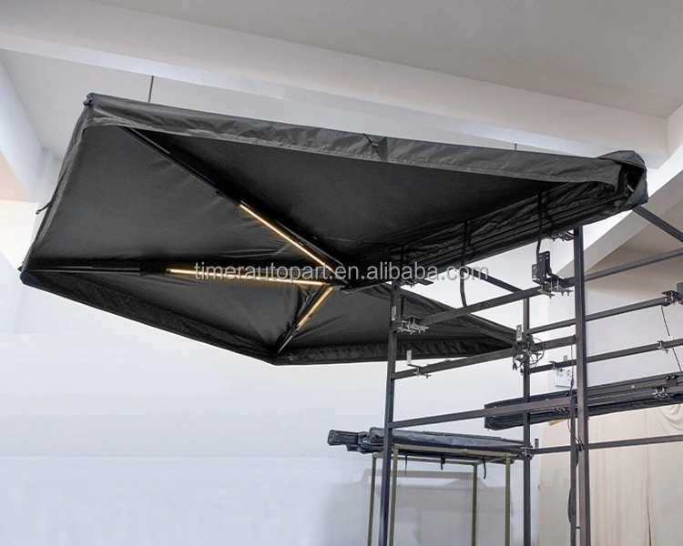 2.5Meter Outdoor SUV Side Tent 270 Degree Awning Left Side Install Waterproof Sunshade Offroad Camping Foldable Black 420d
