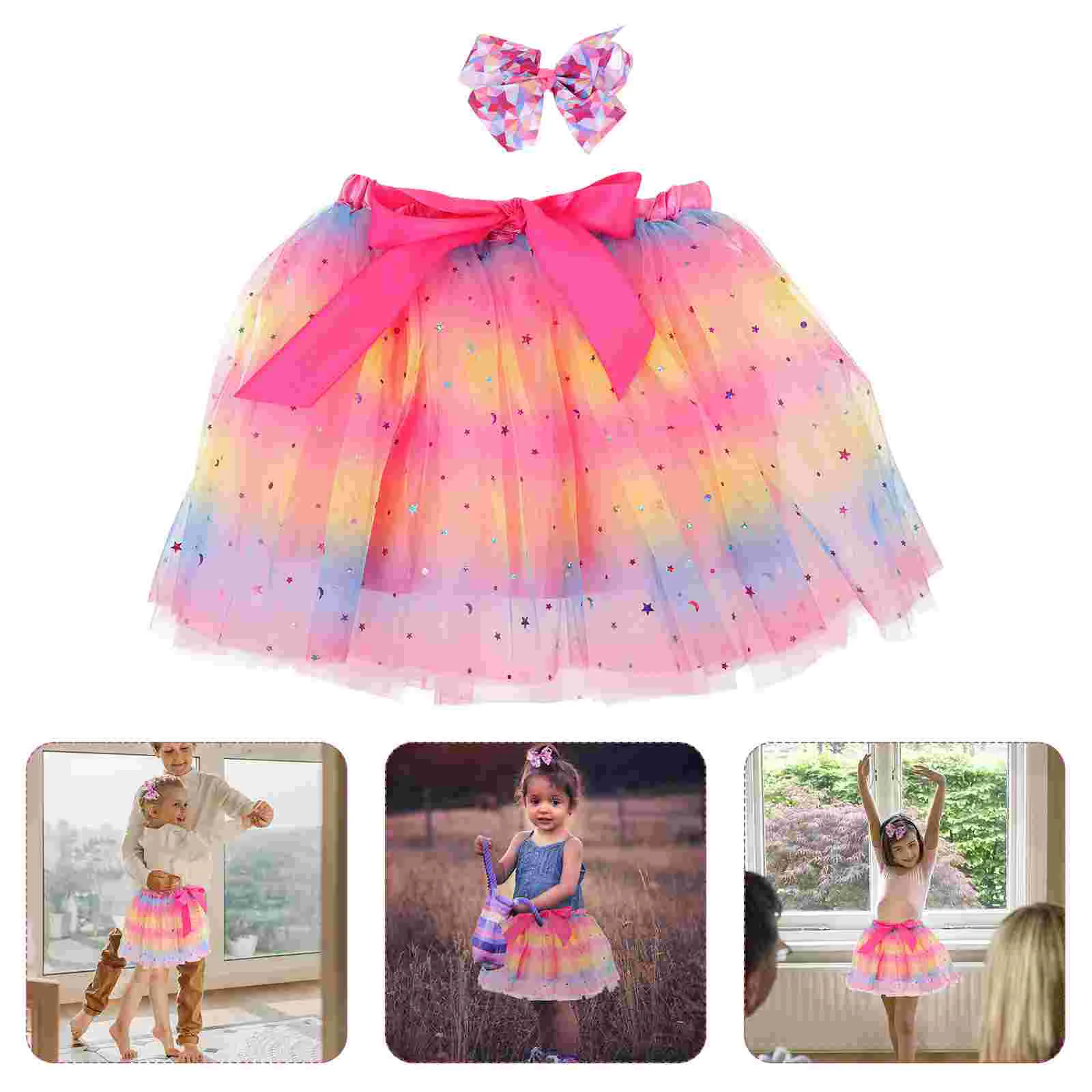 

Tutu Skirt Kids Ballet Little Girl Dancing Bow Tie M Girls Performance Pettiskirt Colorful Child