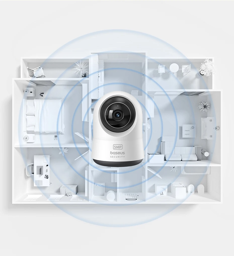 Baseus 5MP 3K WiFi IP-Kamera 2,4G/5G Wireless Indoor Sicherheitsschutz Schwenk- und Neigefunktion 8-facher Digitalzoom Mini-Kamera-Überwachungskameras – Detail 14