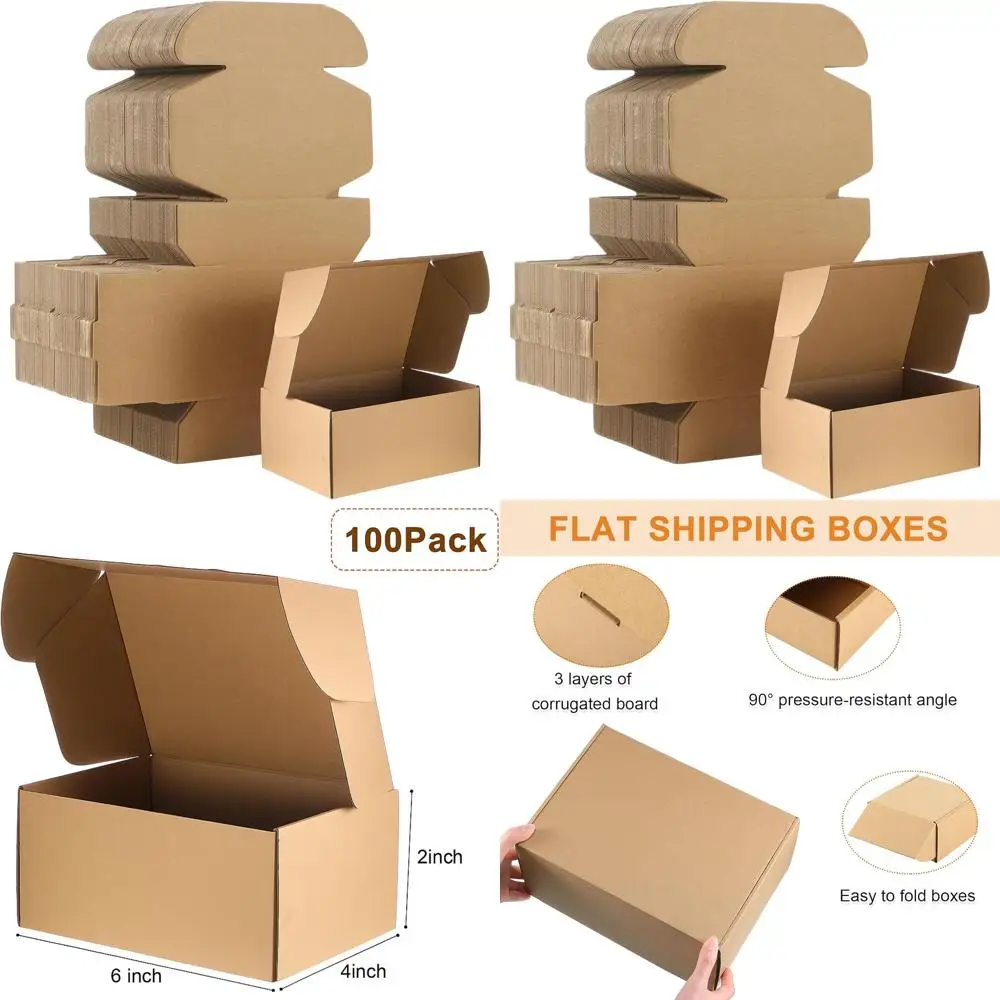 

100 штук картонных коробок для почтовых отправлений и упаковки, размер 6x4x2 дюйма