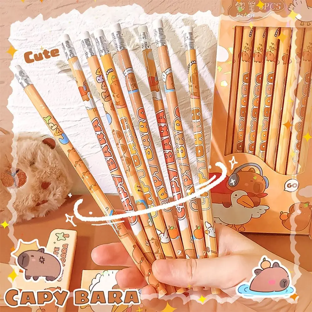 8Pcs Durable Capybara HB Pencil With Rubber Head Graffiti/Painting Drawing Pencil Stationery Smooth Writing Sketching Pencil