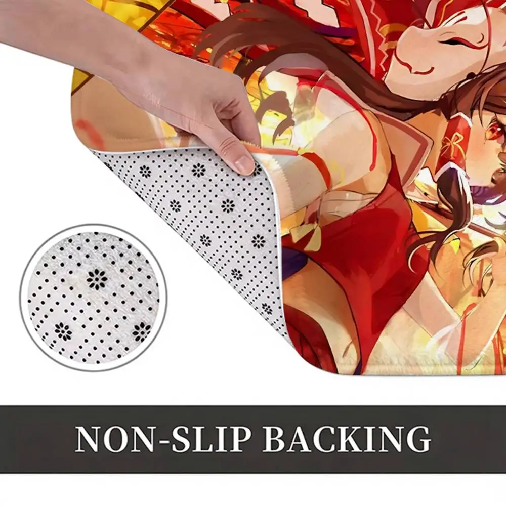 Game Touhou R-Reimu H-Hakurei Short Plush Bathroom Door Mat, Hallway Decor Rug, Home Entry Welcome Floor Mat 2