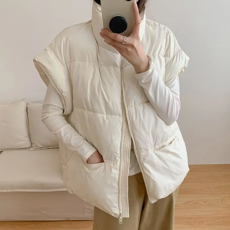 

Новая теплая утепленная хлопковая жилетка на молнии однотонного цвета в европейско-американском стиле для женщин, осень-зима 2026