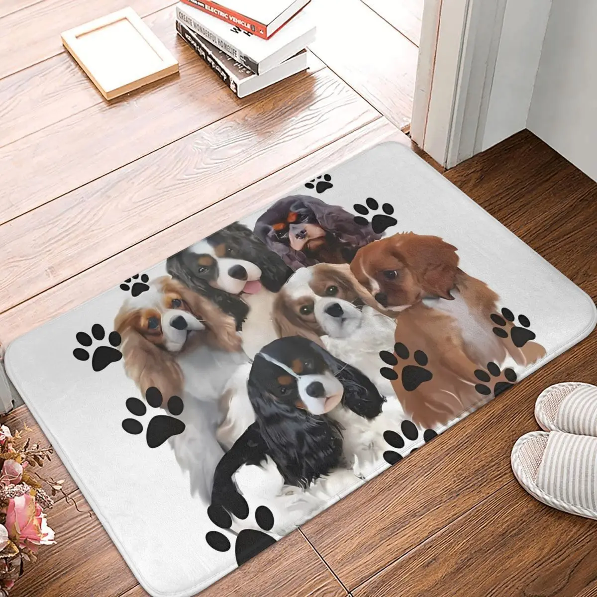 Cavalier King Charles Spaniel Family Group Bath Mat Dog Velvet Toilet Mat Kitchen Shower Door Non Slip Floor Mat Bathroom Mats