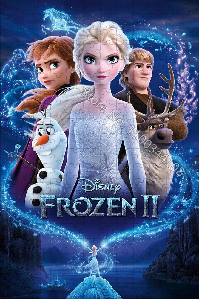 Disney Frozen Jigsaw Puzzle 300/500/1000 Pieces Classic Anime Movie Cartoon Character Elsa Wooden Puzzles Kids Handmade Toys