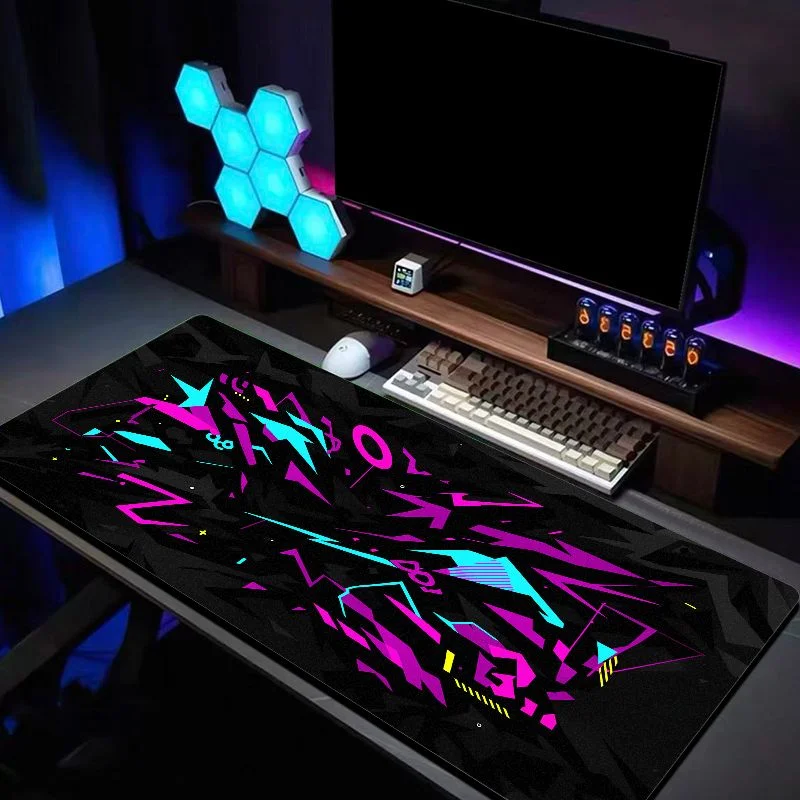 VIKAMA Cyberpunk Graffiti Geometric Large Gaming Mouse Pad Anti Slip Waterproof Keyboard Desk Mat E Sports Office Pad