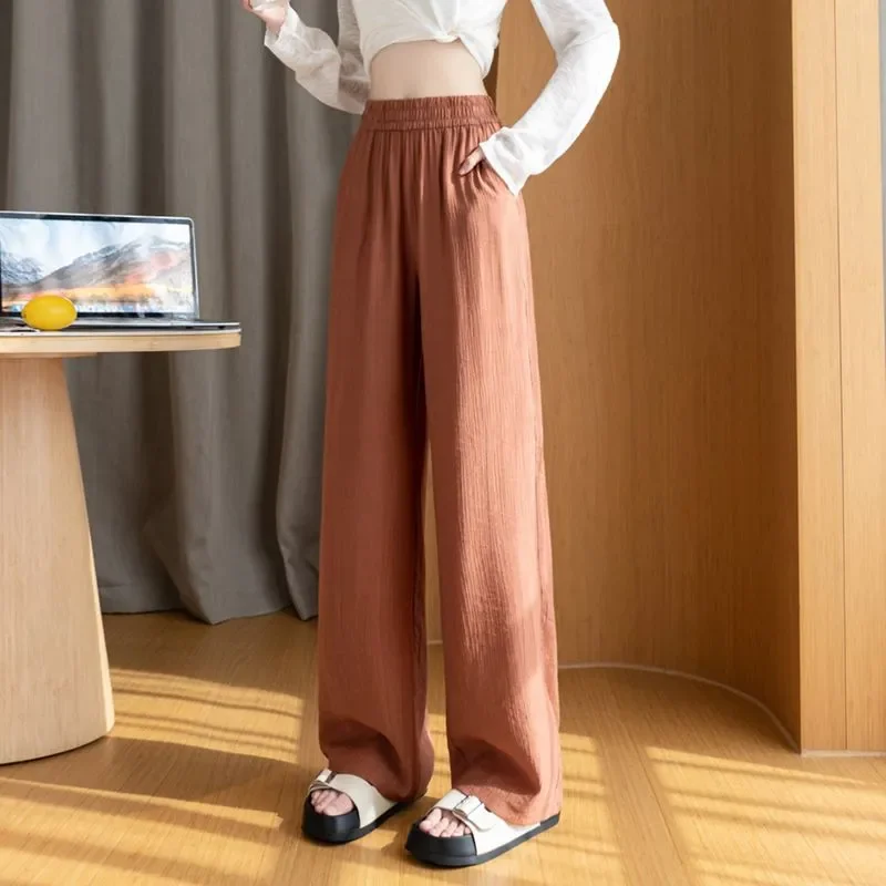 

Women's High Waist Casual Wide Leg Pants Loose Fit Draped Straight Trousers