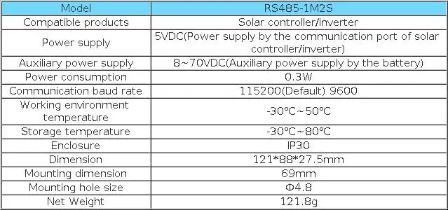 Das RS485-1M2S-Erweiterungsmodul verlängert das RS485-Kommunikationsanschluss-Zubehör von Epever Solar Controller und Inverter – Detail 2