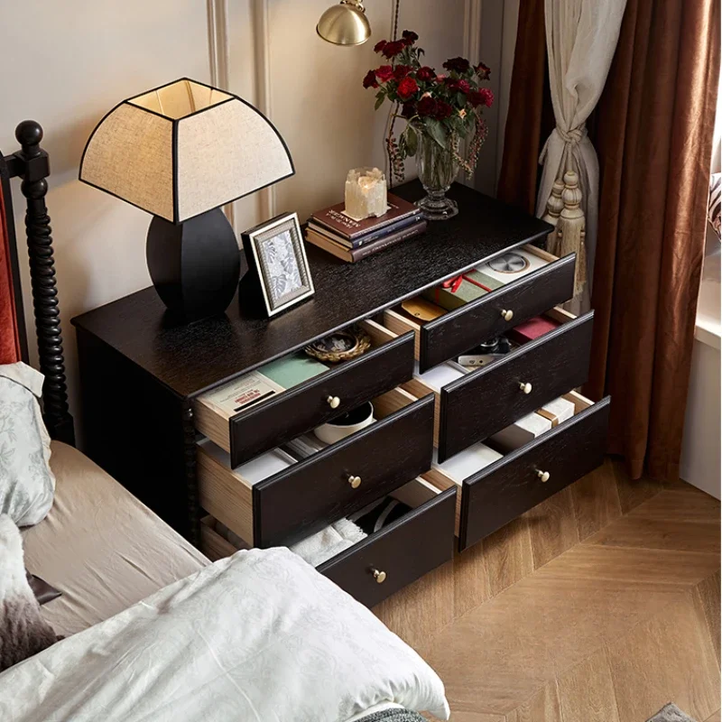 

Retro Solid Wood Chest of Drawers Dressing Integrated American Retro Storage Cabinet Locker Bed Front
