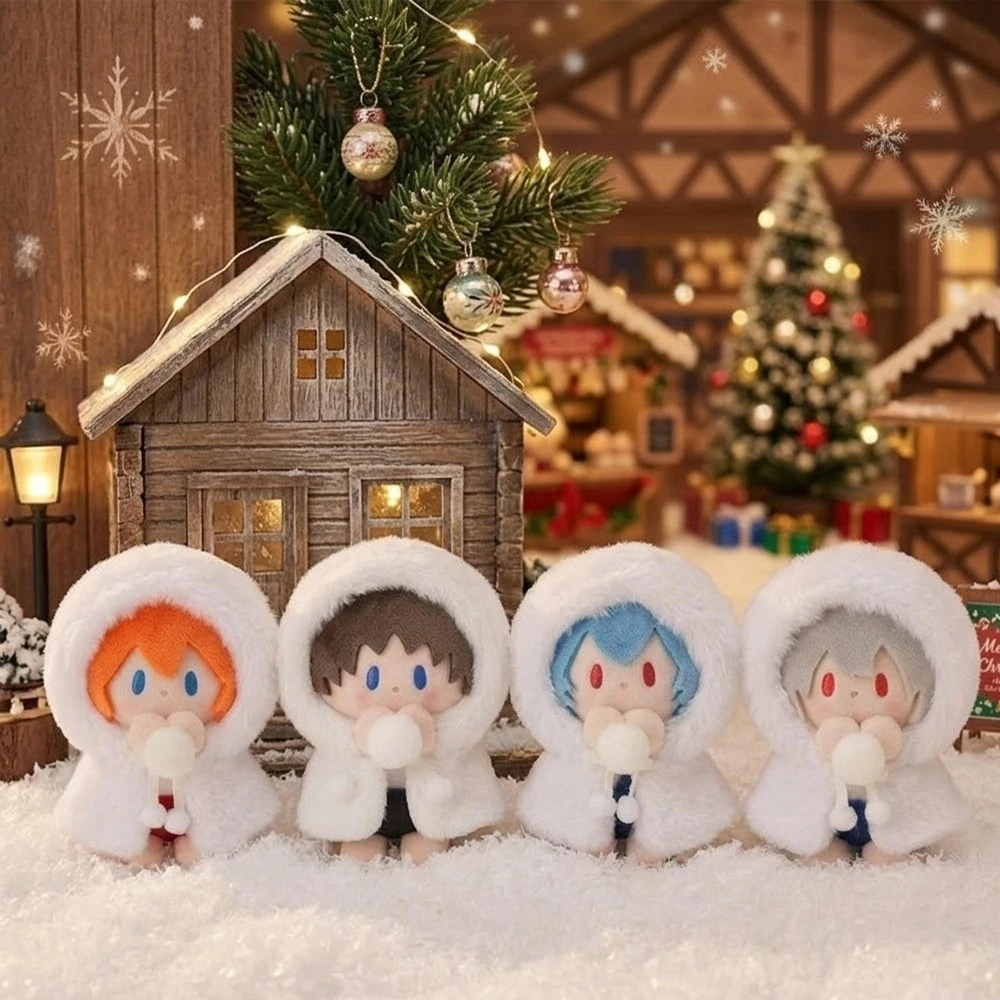 Neon Genesis Evangelion: llavero de peluche kawaii de Rei Ayanami y Asuka; muñecas de peluche de la serie «Capa de nieve»; colgante para bolso, ideal para coleccionar y regalar