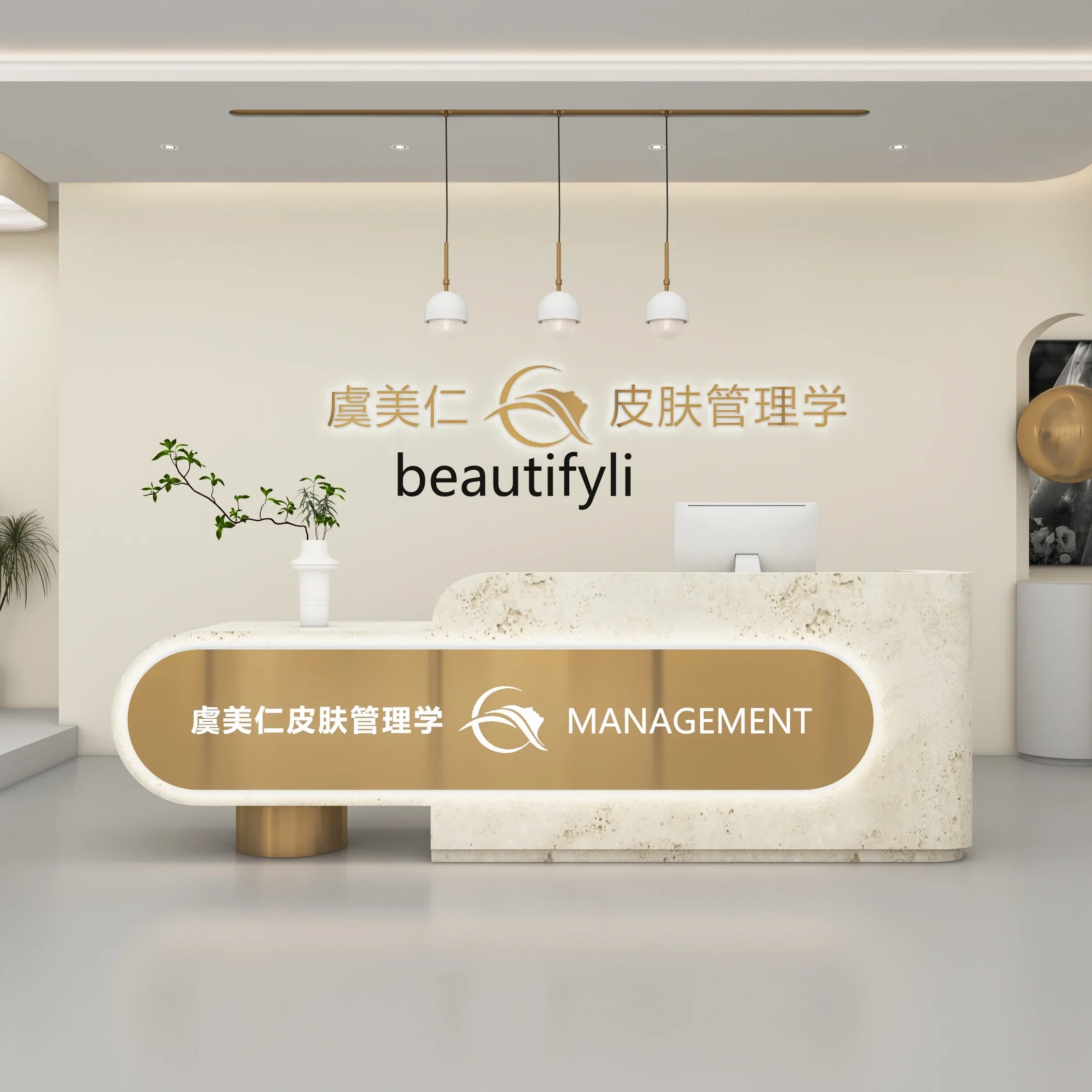 

x11Simple modern beauty salon front desk stainless steel company reception desk, training institution clothing store checkout pa