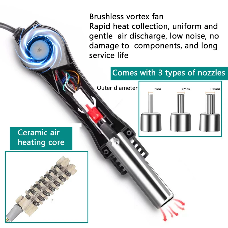 8586 Type Air Gun Soldering Iron 2-In-1 Panel High-Power Desoldering Station Mobile Phone Repair Hot Air Station