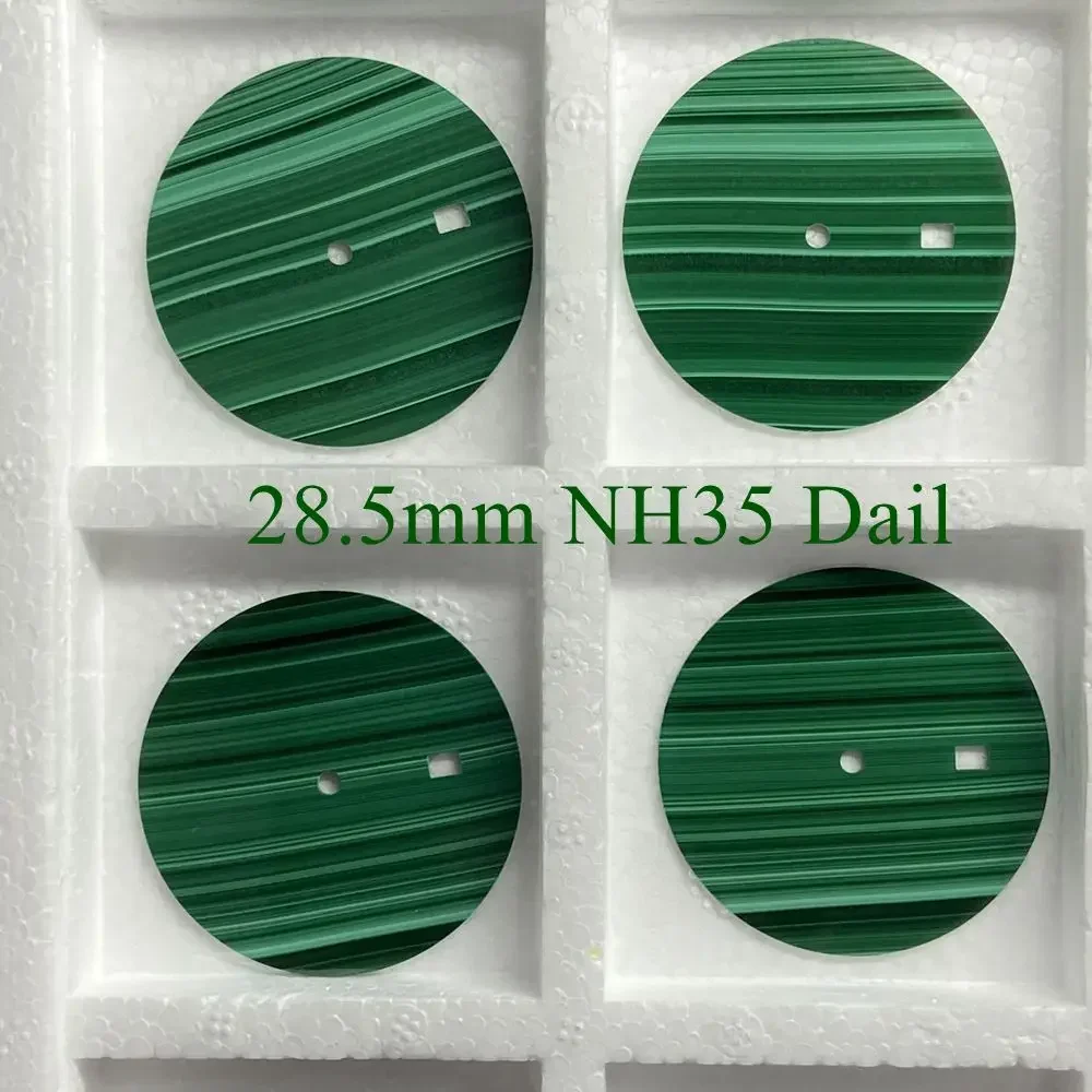 

28.5x0.4mm NH35 Watch Dial Natural Green Malachite Blue Sandstone CNC Machine Cut