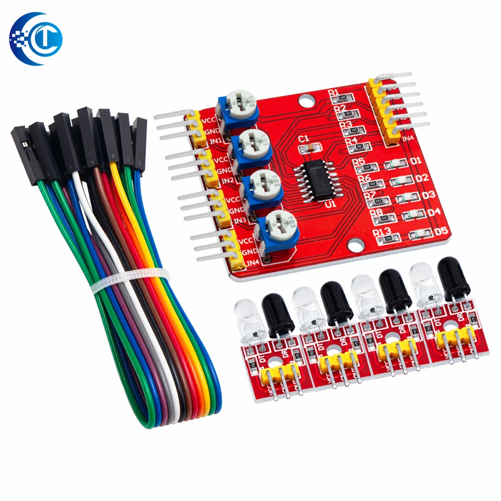F233-01 Four-way infrared tracing / 4 channel tracking module / transmission line / obstacle avoidance / car / robot sensors