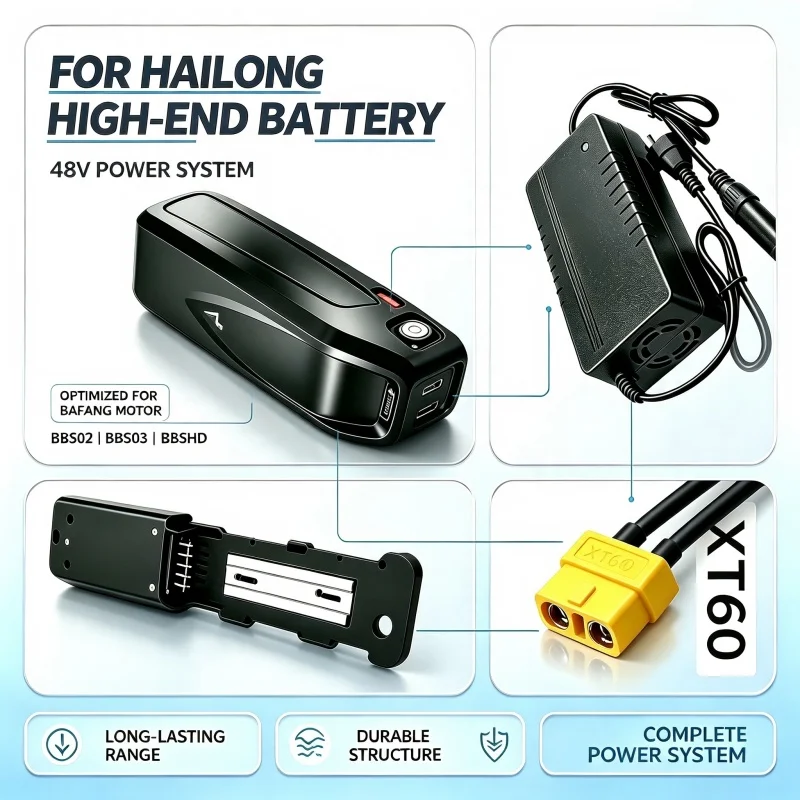 LIDIKALA 48V 20-30AH Hailong Max Downtube E-Bike-Akkupack 40A Smart BMS 18650 Lithiumzellen mit Sicherheitsverriegelung für 500W 750W 1000W 1500W 2000W Elektrofahrrad-Umrüstsatz, Leistungsbatterie