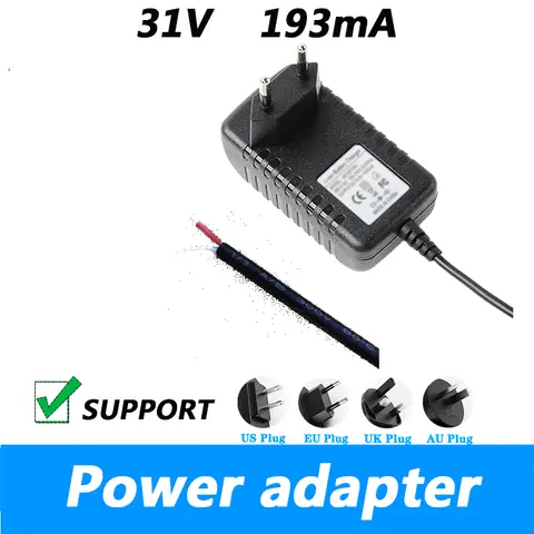 빈티지 LCD 모니터 충전기 전원 어댑터, DC 31V, 193mA, 전원 코드, TV EU 플러그, 미국 플러그